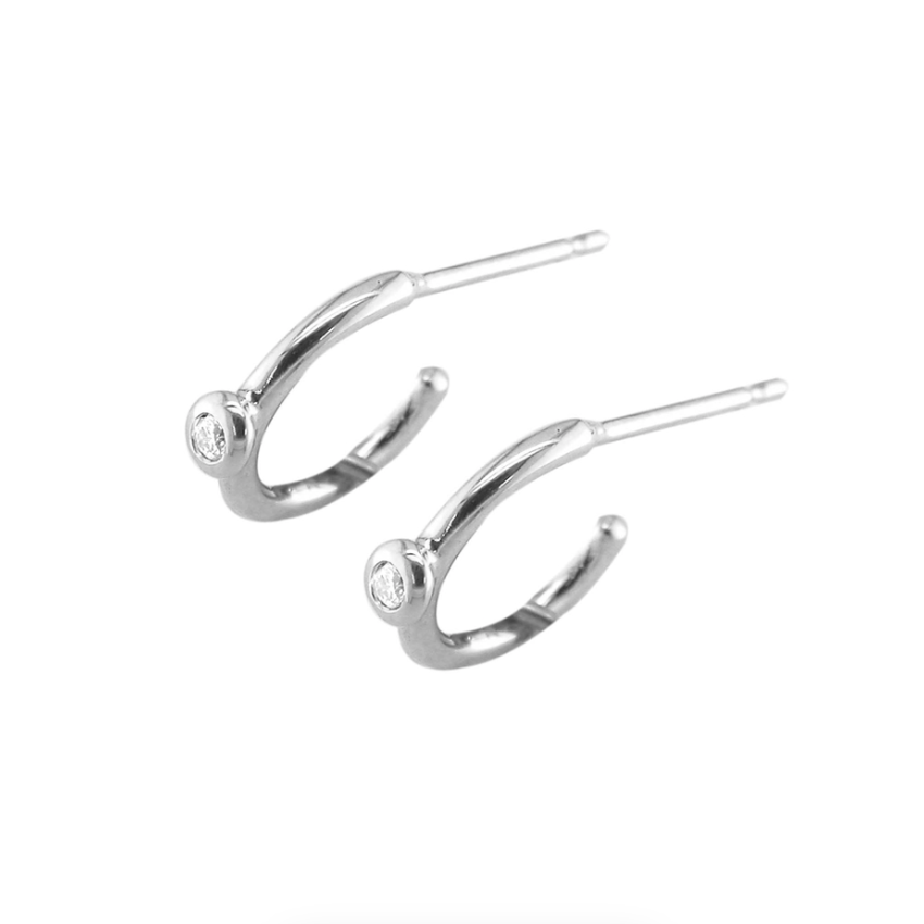 Diamond Solitaire Hoop Earrings