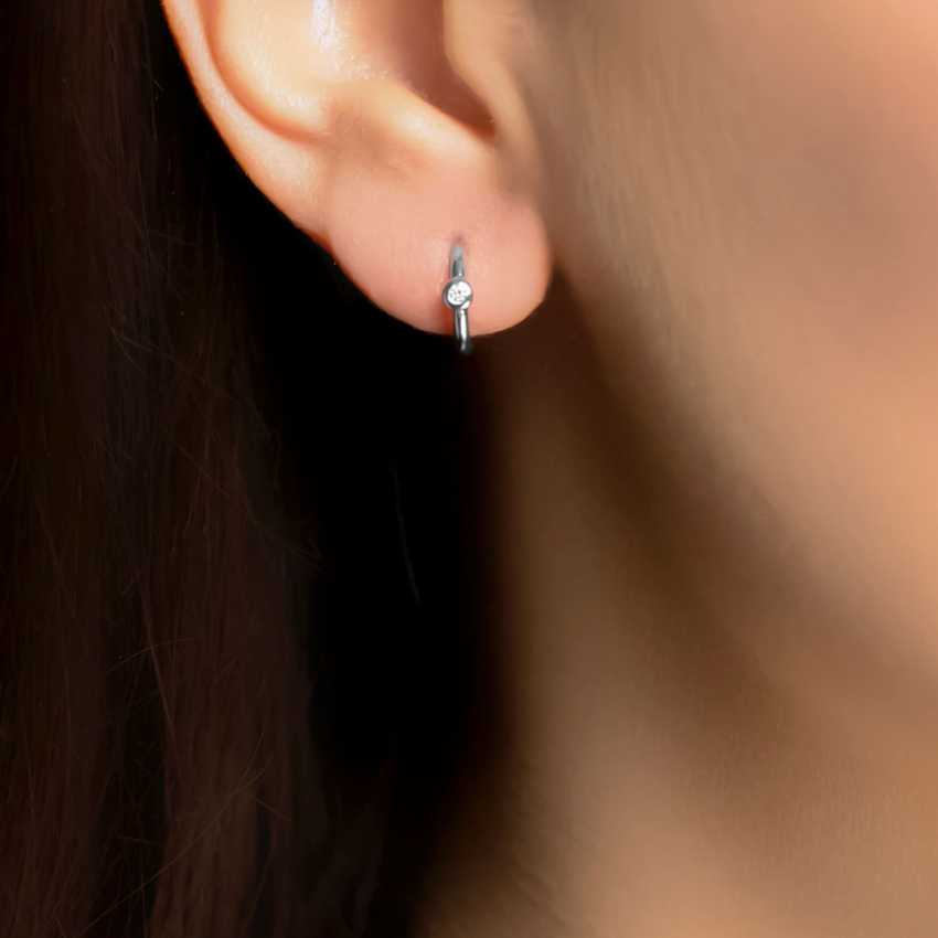 Diamond Solitaire Hoop Earrings