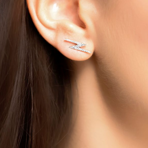 Diamond Zig Zag Drop Earrings
