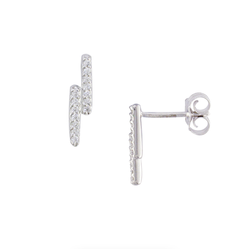 Diamond Double Bar Stud Earrings
