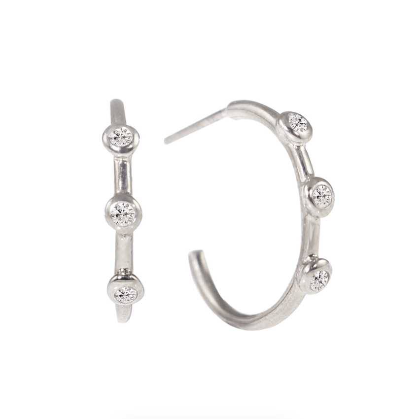 Triple Diamond Hoop Earrings