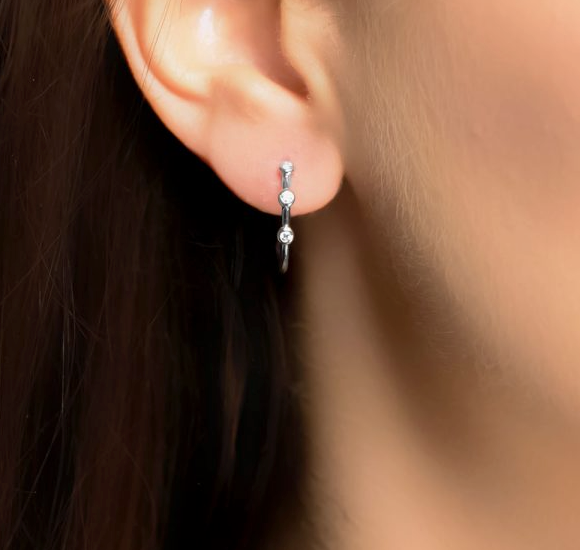 Triple Diamond Hoop Earrings