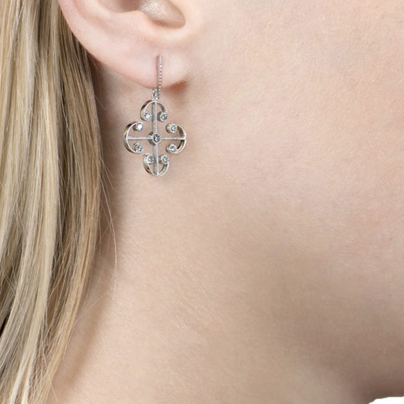 Diamond Lattice Drop Earrings