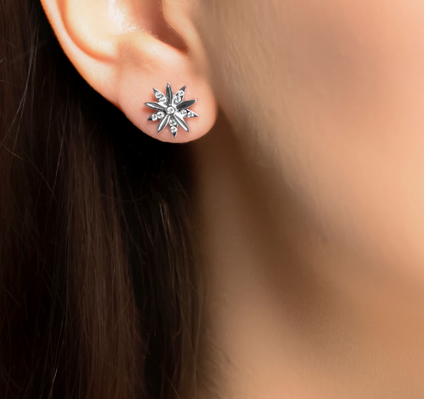 Diamond Snowflake Stud Earrings